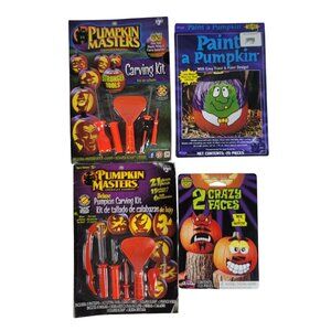 Halloween Carving Decorating Kits Lot Pumpkin Masters 2 Crazy Faces Paint NEW
